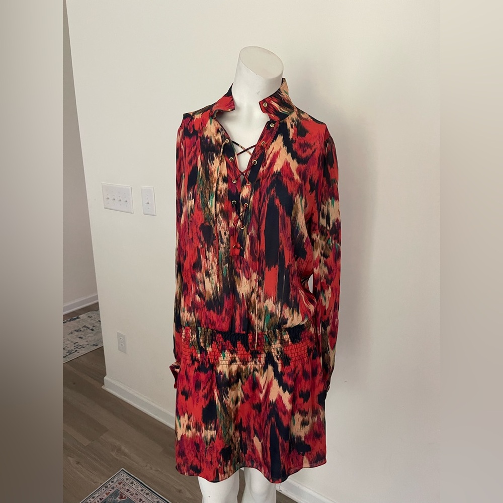 Haute Hippie Red and Black Patterned dress size m